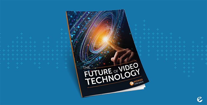 A thumbnail of a report titled The Future of Video Technology, with an image of a human hand with finger pointing toward abstract technological imagery.